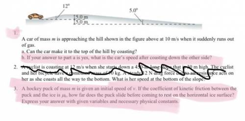 I just need help with 1 b. & number 3 (the highlighted ones). Please and ty!!