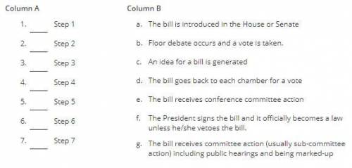 Place in order the steps a bill undergoes before it becomes a law