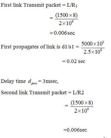 Consider a packet of length L which begins at end system A and travels over three links to a destina