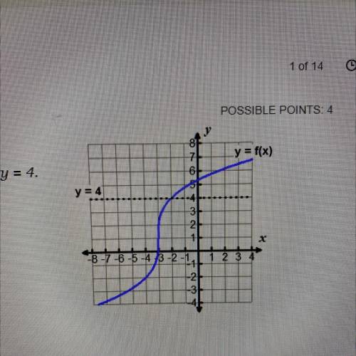 Amanda graphed a cube root function Y=f(x) and the line y=4 . What is the solution to the equation