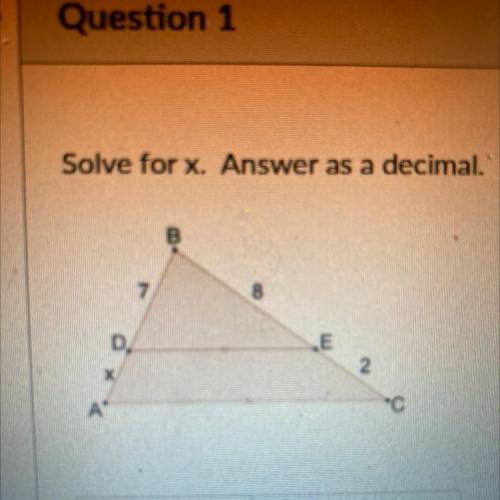 Solve for X. Answer as a decimal.