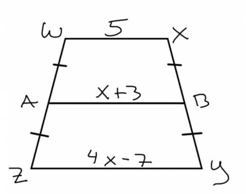 AB is the Midsegment of The Isosceles Trapezoid WXYZ. Solve for the Length of AB