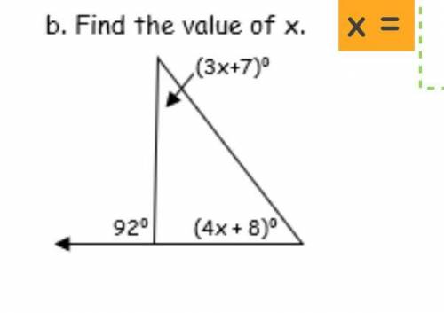 Find the value of x and show how
