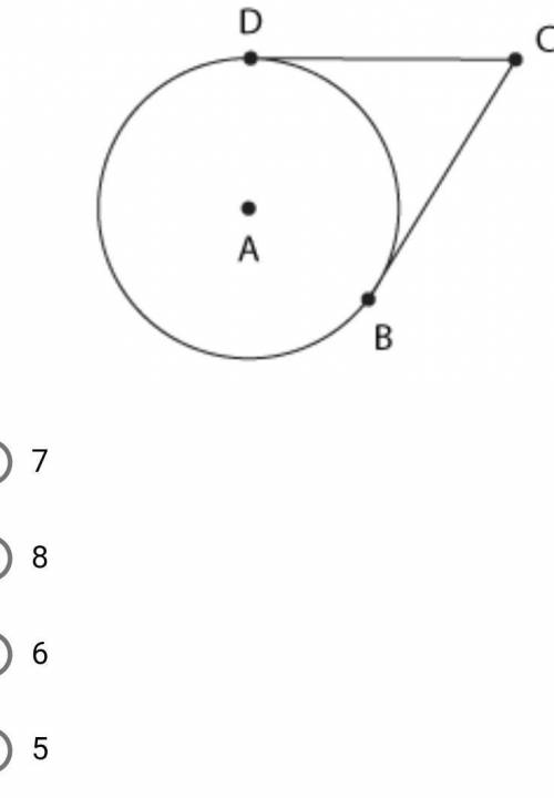 CD and CB are tangent to circle A. If CD = 5x – 13 and CB = 12, find x.​
