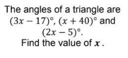 Find the value of x 
I need an answer quickly please