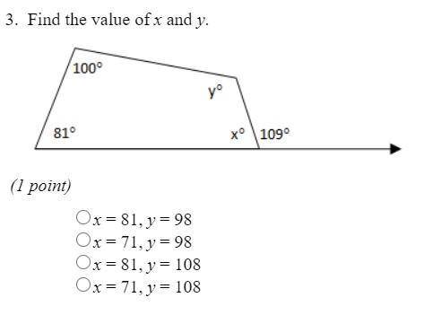 Find the value of x and y.