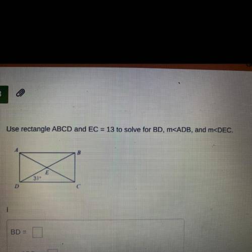 Use rectangle ABCD and EC = 13 to solve for BD, m
