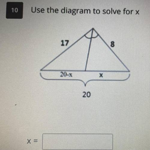 Use the diagram to solve for X