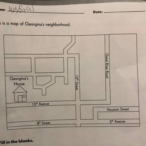 Which road is perpendicular to the road in front of
Georgina's house and nearest to her house?