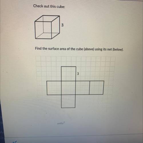 PLEASE HELP FAST

Check out this cube:
3
Find the surface area of the cube (above) using its net (