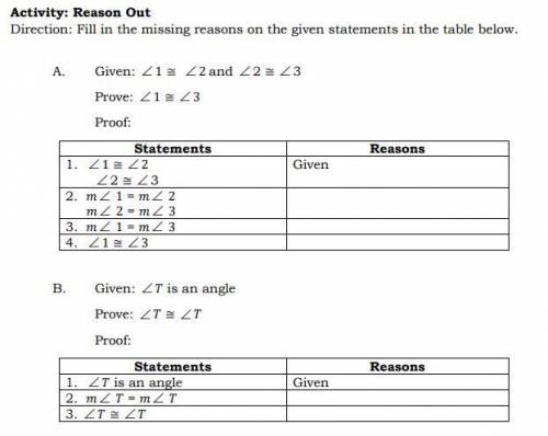 Fill in the missing statements and reasons in the proof.