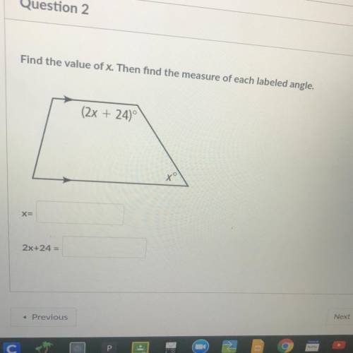 Please help!!! Find the value of x then find the measure of each labeled angle