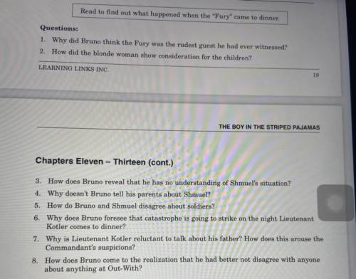 Questions from chapter 11-13 book the boy in the striped pajamas