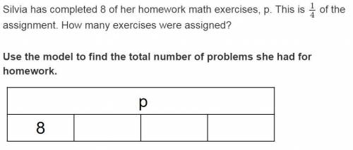 Silvia has completed 8 of her homework math exercises, p. This is 14 of the assignment. How many ex