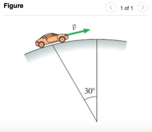 A 1300 kg car drives at 33 m/s over a circular hill that has a radius of 460 m as shown in (Figure