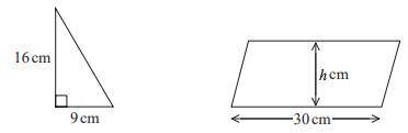 The diagram shows a right-angled triangle and a parallelogram.

The area of the parallelogram is 5