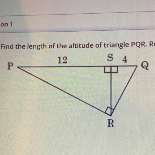 Find the length of the altitude of triangle PQR. Round to the nearest tenth