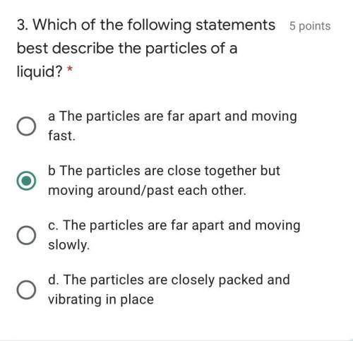 Which of the following statements best describe the particles of a liquid?