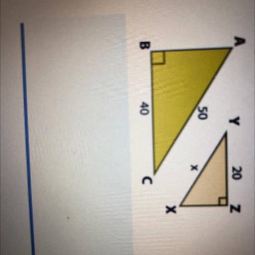 Triangle ABC is similar to triangle XYZ find the missing side x using proportions