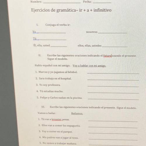 Spanish 2 Plzz Help Fill this Out