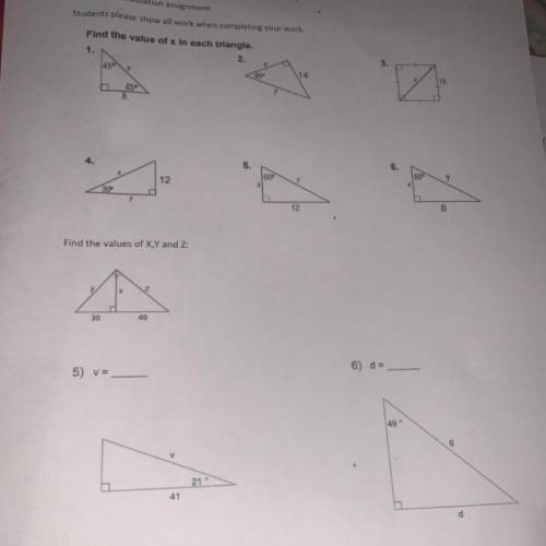 Help pls ASAP find the value of c in each triangles