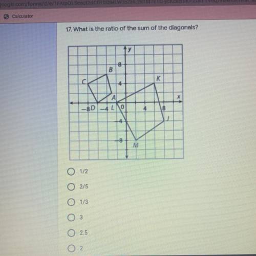 What is the ratio of the sum of the diagonals?