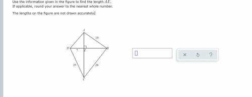Use the information given in the figure to find the length AE.

If applicable, round your answer t