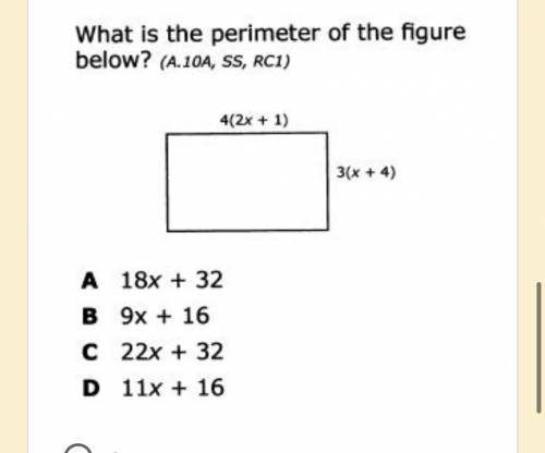 What use the perimeter of the figure below