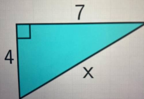 Find the missing side of the right triangle x=