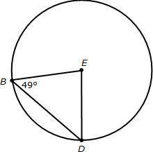 Point E is the center of the circle shown below.

Find the measure of angle BED.
A)98
B)90
C)82
D)