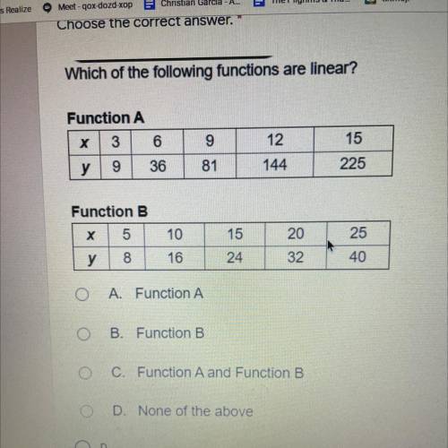 Which of the following functions are linear?