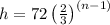 h=72\left(\frac{2}{3}\right)^{(n-1)}
