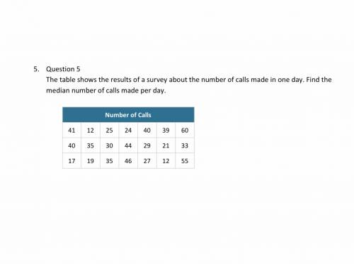 The table shows the result of a survey about the number of calls made in one day. Find the median n