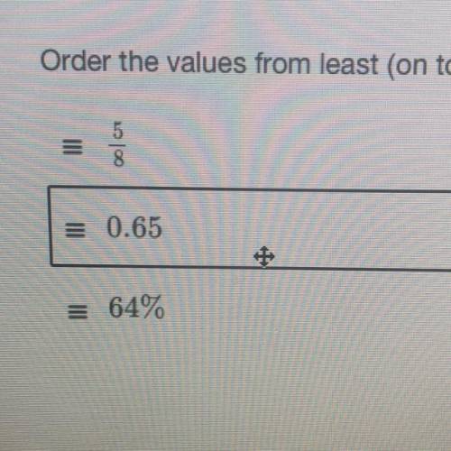 Order the values from least (on top) to greatest (on bottom)