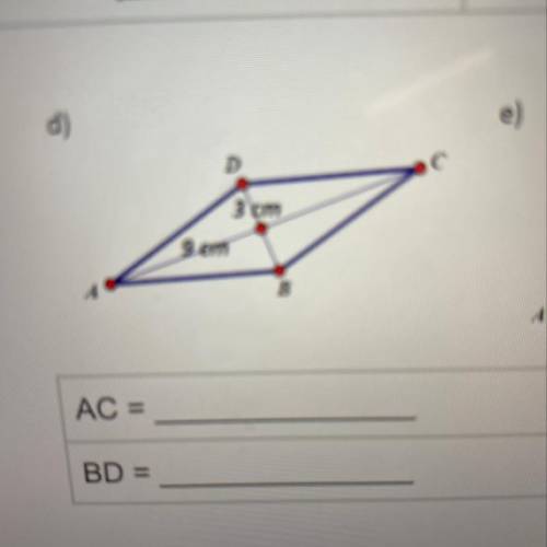 Please help this is due today

Given parallelogram ABCD determine the missing information 
Don’t a