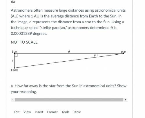 A. How far away is the star from the Sun in astronomical units? Show your reasoning.