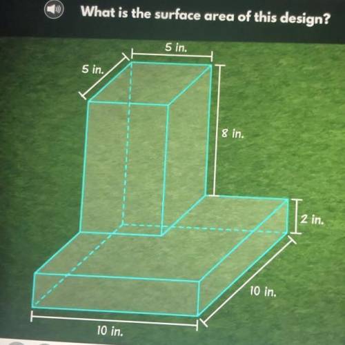 What is the surface area of this design? a) 490in b) 560in c) 600in d) 440in