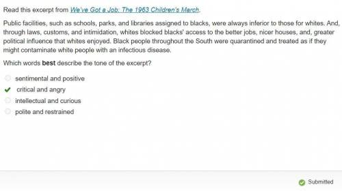 Read this excerpt from We’ve Got a Job: The 1963 Children’s March. Public facilities, such as schoo