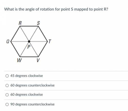 What is the angle of rotation for point S mapped to point R?