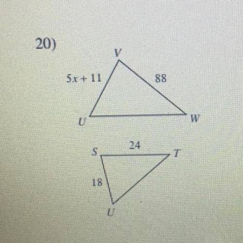 Triangles are similar. solve for x