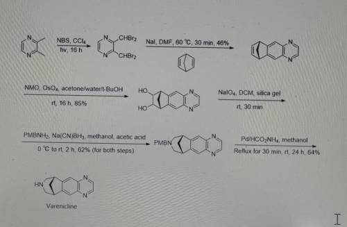 I would really like some help with the mechanism of this synthesis of varenicline. I understand the