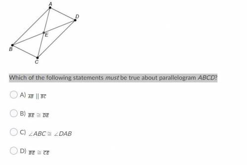 Which of the following statements must be true about parallelogram ABCD?