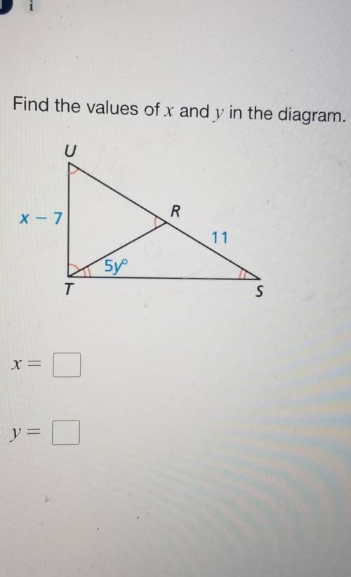 Find the values if x and y in the diagram ​