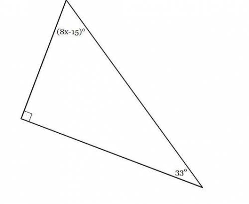 The measures of the angles of a triangle are shown in the figure below. Solve for x.