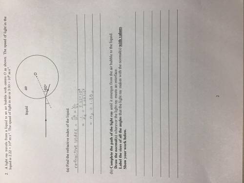 This chapter is about refraction.

please help me with question 2b by annotating on the diagram th