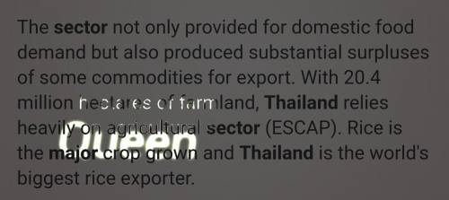 Why is Agriculture important in Thailand?​