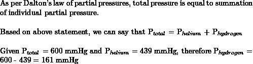 What is the partial pressure of hydrogen gas in a mixture of hydrogen and helium if the total pressu