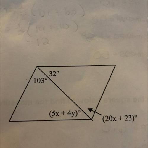 Find x and y in the parallelogram below.