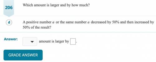 Which amount is larger and by how much?

A positive number A or the same number A decreased by 50%
