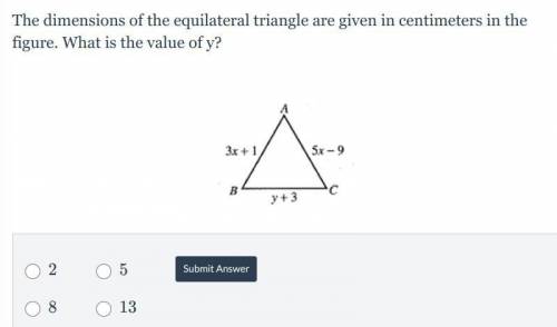 The dimensions of the equilateral triangle are given in centimeters in the figure. What is the valu